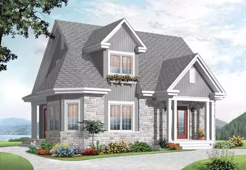 Traditional house plans 5-959 - front exterior, 1,534 sq ft, 3 bed, 2 bath house plans | Monster House Plans