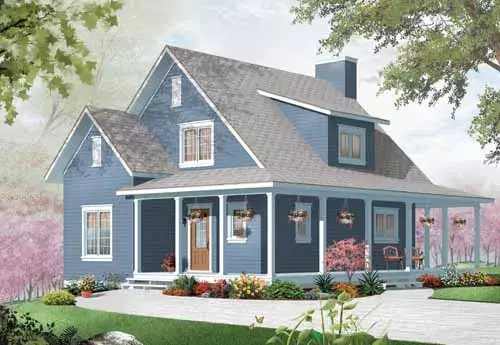 Country house plans 5-961 - front exterior, 1,370 sq ft, 3 bed, 2 bath house plans | Monster House Plans