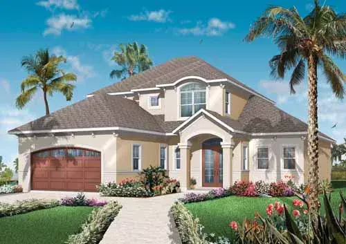 Mediterranean house plans 5-968 - front exterior, 2,520 sq ft, 4 bed, 3 bath house plans | Monster House Plans