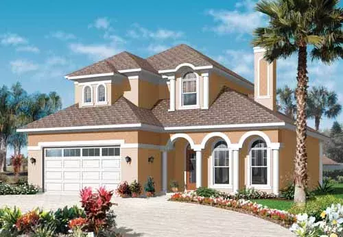 Mediterranean house plans 5-970 - front exterior, 2,550 sq ft, 4 bed, 3 bath house plans | Monster House Plans