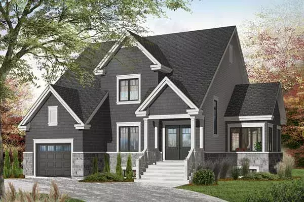 Traditional house plans 5-982 - front exterior, 2,197 sq ft, 4 bed, 2 bath house plans | Monster House Plans