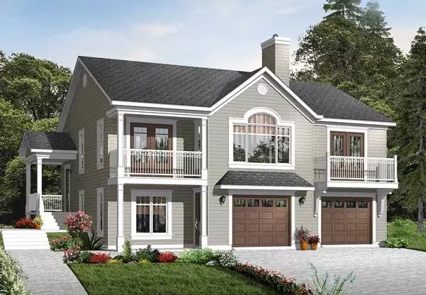 Traditional house plans 5-985 - front exterior, 2,285 sq ft, 4 bed, 2 bath house plans | Monster House Plans