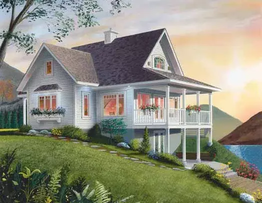 Cottage house plans 5-992 - front exterior, 1,480 sq ft, 2 bed, 2 bath house plans | Monster House Plans