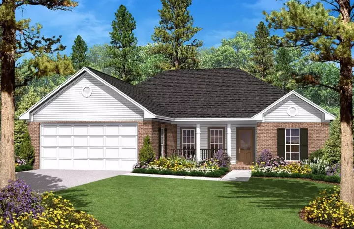 Traditional house plans 50-107 - front exterior, 1,400 sq ft, 3 bed, 2 bath house plans | Monster House Plans