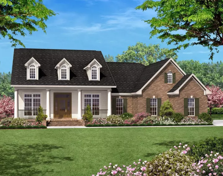 Traditional house plans 50-112 - front exterior, 1,500 sq ft, 3 bed, 2 bath house plans | Monster House Plans