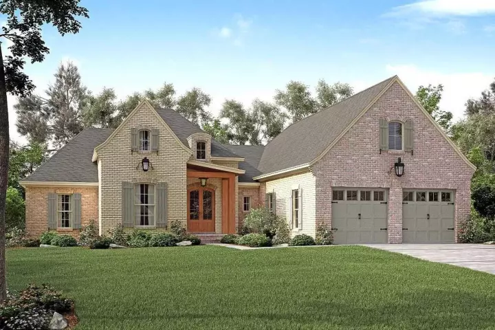 European house plans 50-148 - front exterior, 2,217 sq ft, 3 bed, 2 bath house plans | Monster House Plans