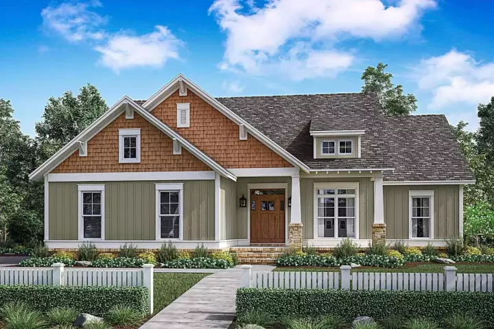 Craftsman house plans 50-154 - front exterior, 1,657 sq ft, 3 bed, 2 bath house plans | Monster House Plans