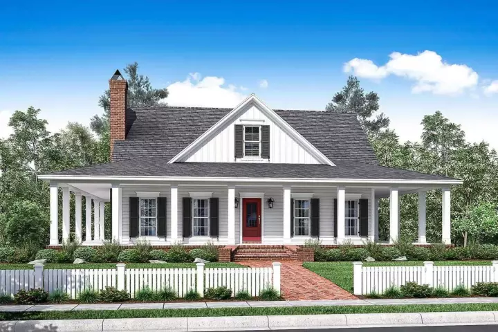 Modern Farmhouse house plans 50-155 - front exterior, 2,084 sq ft, 3 bed, 2 bath house plans | Monster House Plans