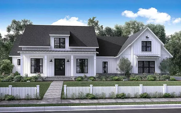 Modern Farmhouse house plans 50-161 - front exterior, 2,686 sq ft, 4 bed, 2 bath house plans | Monster House Plans