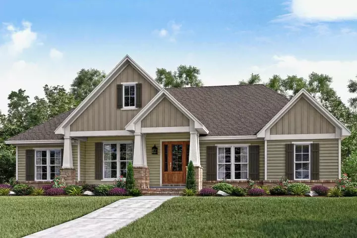 Craftsman house plans 50-194 - front exterior, 2,151 sq ft, 3 bed, 2 bath house plans | Monster House Plans