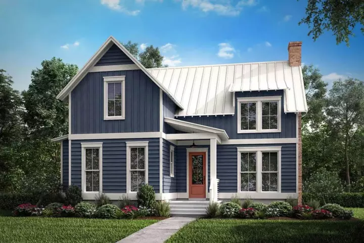 Modern Farmhouse house plans 50-284 - front exterior, 1,494 sq ft, 1 bed, 1 bath house plans | Monster House Plans