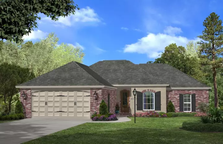 European house plans 50-295 - front exterior, 1,500 sq ft, 3 bed, 2 bath house plans | Monster House Plans