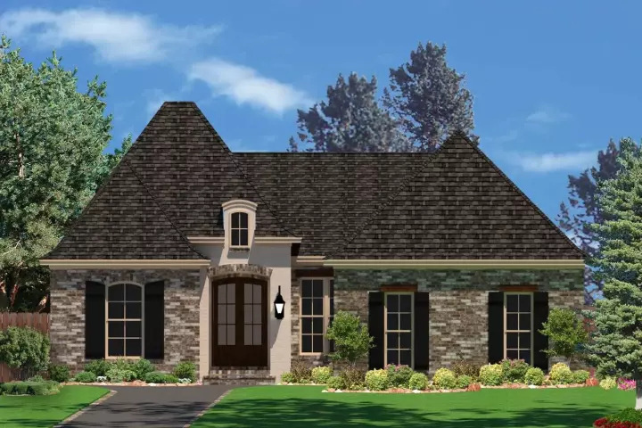 French Country house plans 50-324 - front exterior, 1,853 sq ft, 3 bed, 2 bath house plans | Monster House Plans