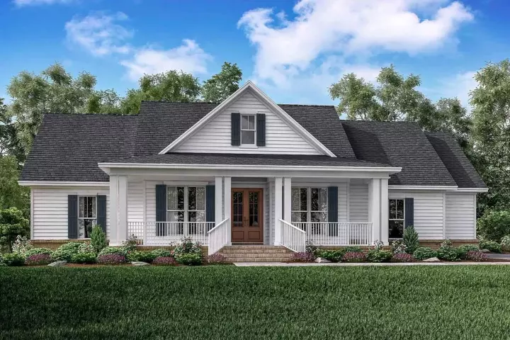 Modern Farmhouse house plans 50-335 - front exterior, 1,993 sq ft, 3 bed, 2 bath house plans | Monster House Plans