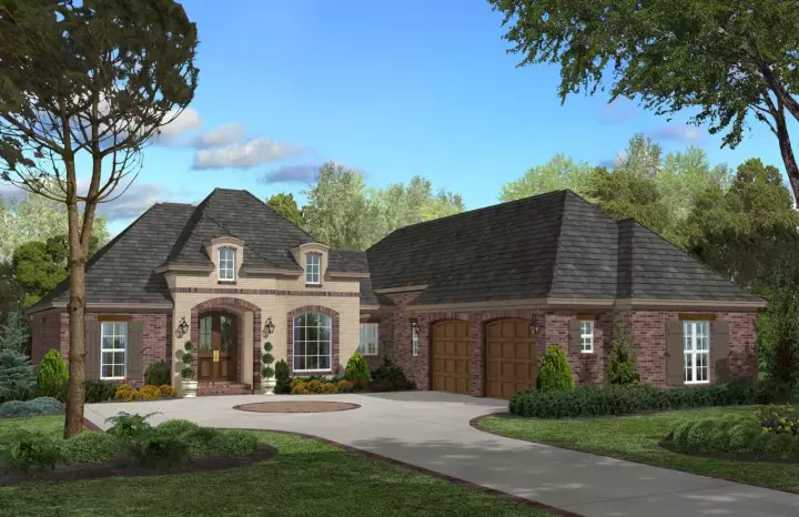 French Country house plans 50-353 - front exterior, 2,200 sq ft, 3 bed, 2 bath house plans | Monster House Plans