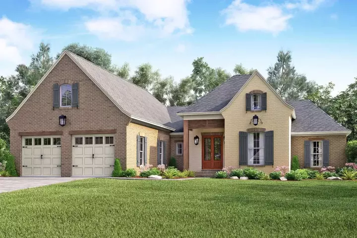 French Country house plans 50-361 - front exterior, 2,459 sq ft, 4 bed, 2 bath house plans | Monster House Plans