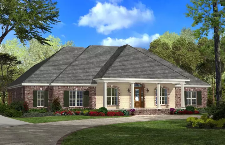 European house plans 50-370 - front exterior, 2,900 sq ft, 4 bed, 2 bath house plans | Monster House Plans