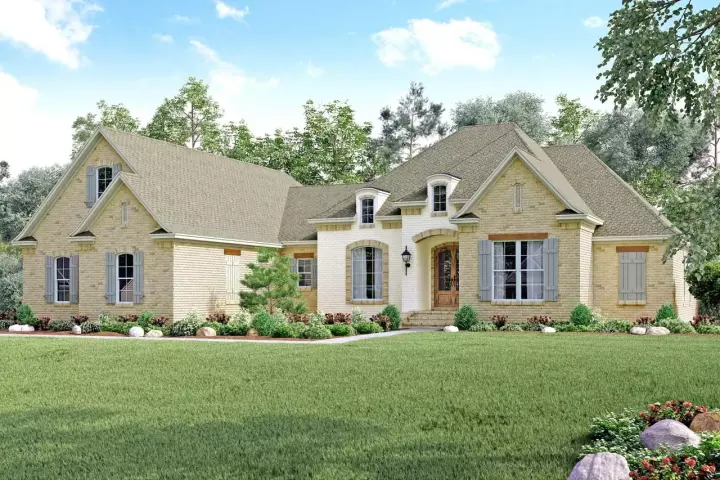 French Country house plans 50-372 - front exterior, 3,287 sq ft, 4 bed, 3 bath house plans | Monster House Plans