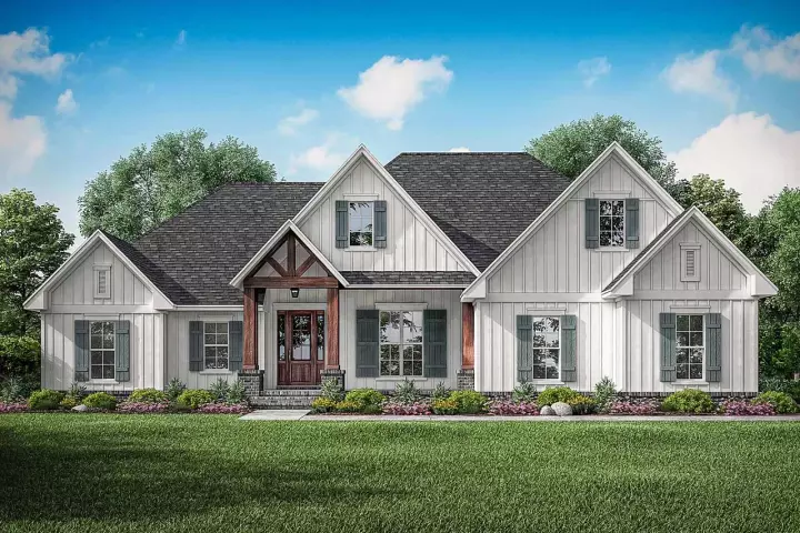 Modern Farmhouse house plans 50-389 - front exterior, 2,358 sq ft, 3 bed, 2 bath house plans | Monster House Plans