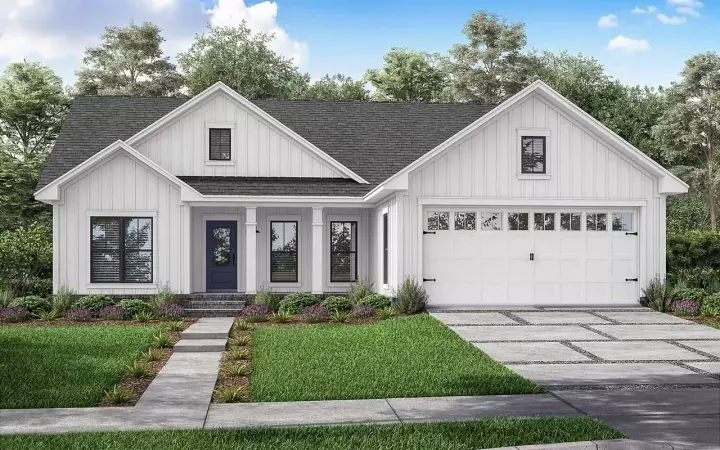 Modern Farmhouse house plans 50-401 - front exterior, 1,416 sq ft, 3 bed, 2 bath house plans | Monster House Plans