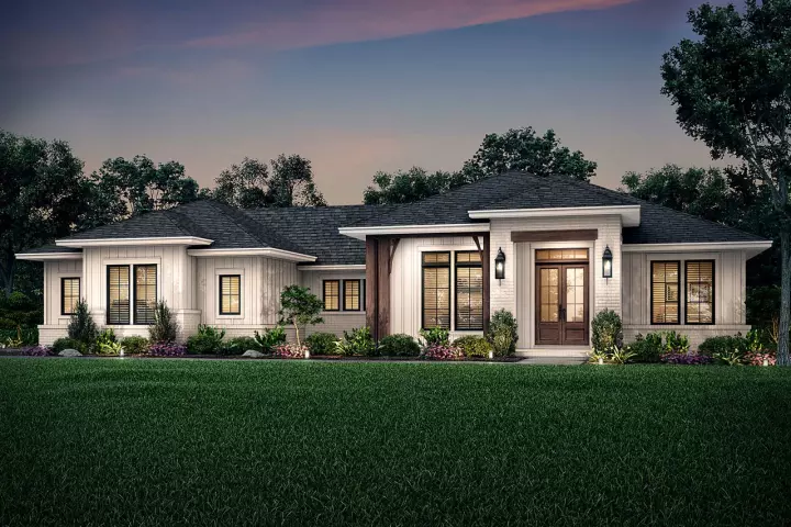 Modern Farmhouse house plans 50-403 - front exterior, 2,330 sq ft, 3 bed, 2 bath house plans | Monster House Plans