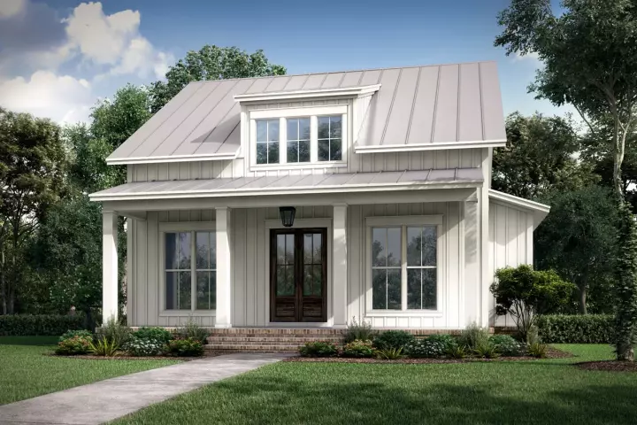 Modern Farmhouse house plans 50-414 - front exterior, 1,257 sq ft, 2 bed, 2 bath house plans | Monster House Plans