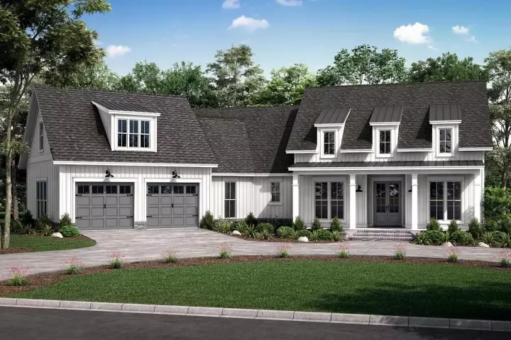 Modern Farmhouse house plans 50-418 - front exterior, 2,301 sq ft, 3 bed, 2 bath house plans | Monster House Plans