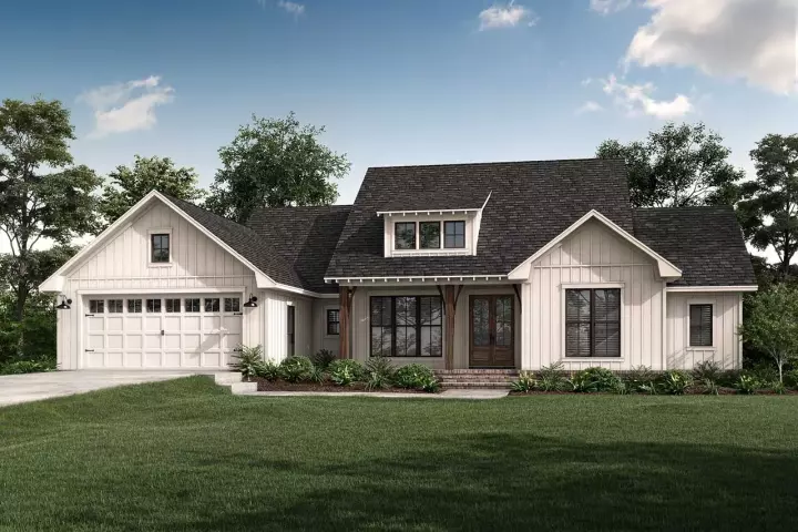 Modern Farmhouse house plans 50-429 - front exterior, 2,020 sq ft, 3 bed, 2 bath house plans | Monster House Plans