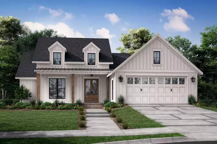 Modern Farmhouse house plans 50-437 - front exterior, 1,756 sq ft, 3 bed, 2 bath house plans | Monster House Plans