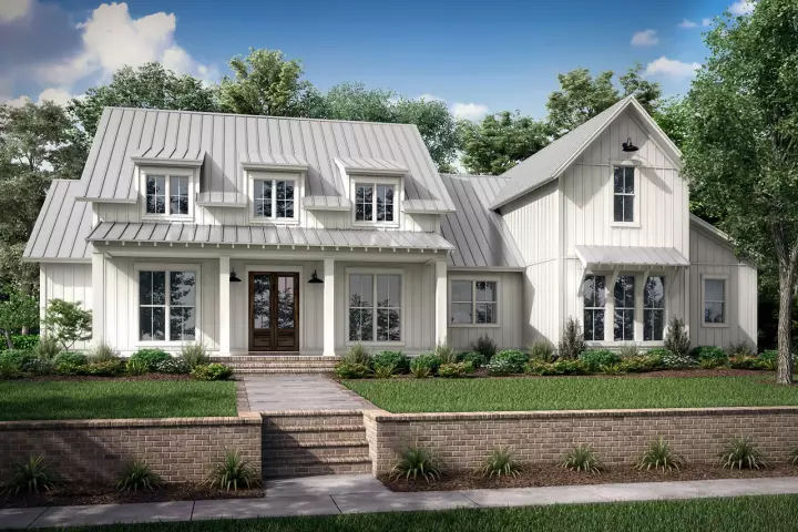 Modern Farmhouse house plans 50-438 - front exterior, 2,989 sq ft, 4 bed, 3 bath house plans | Monster House Plans