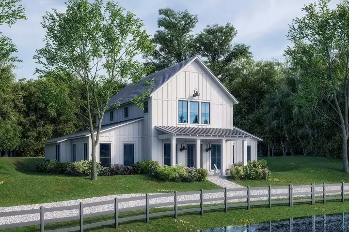 Modern Farmhouse house plans 50-445 - front exterior, 2,992 sq ft, 4 bed, 3 bath house plans | Monster House Plans