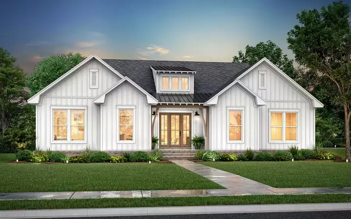 Modern Farmhouse house plans 50-464 - front exterior, 2,045 sq ft, 3 bed, 2 bath house plans | Monster House Plans