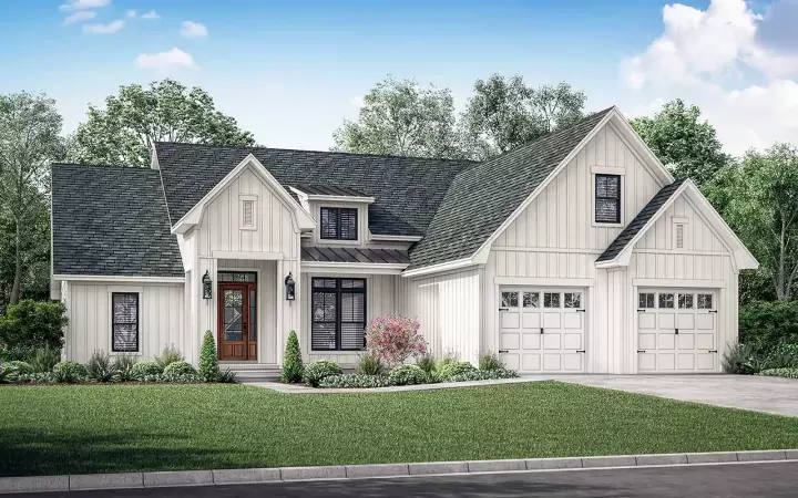 Modern Farmhouse house plans 50-467 - front exterior, 2,241 sq ft, 3 bed, 2 bath house plans | Monster House Plans