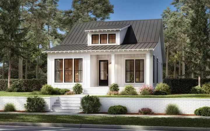 Modern Farmhouse house plans 50-468 - front exterior, 1,064 sq ft, 2 bed, 2 bath house plans | Monster House Plans