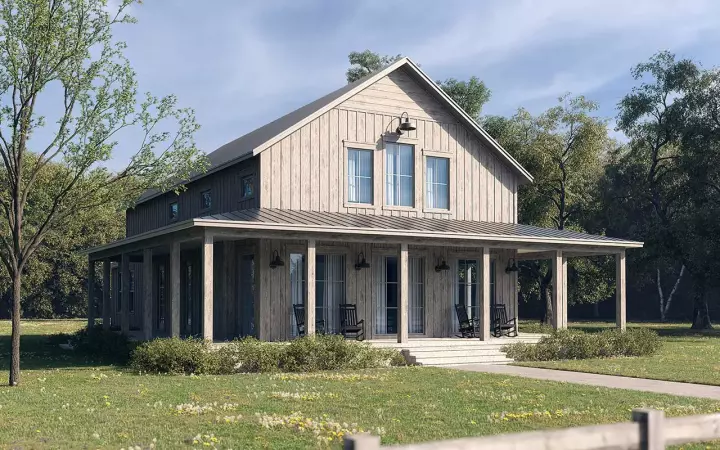Modern Farmhouse house plans 50-478 - front exterior, 2,703 sq ft, 4 bed, 3 bath house plans | Monster House Plans