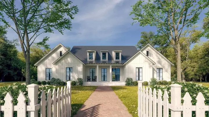 Modern Farmhouse house plans 50-483 - front exterior, 2,792 sq ft, 3 bed, 2 bath house plans | Monster House Plans