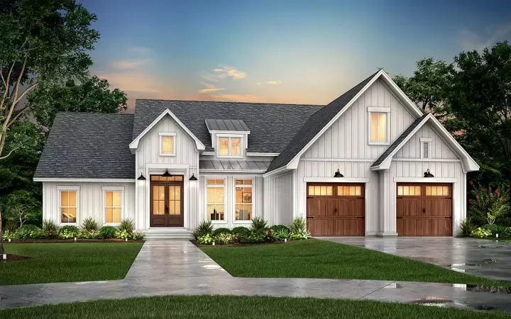 Modern Farmhouse house plans 50-486 - front exterior, 2,658 sq ft, 4 bed, 3 bath house plans | Monster House Plans