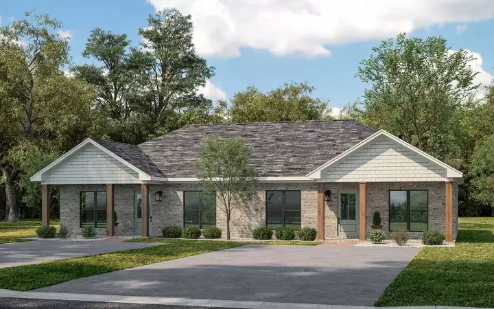 Traditional house plans 50-488 - front exterior, 1,994 sq ft, 4 bed, 4 bath house plans | Monster House Plans