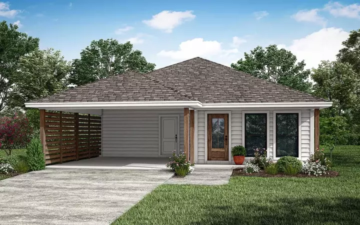 Traditional house plans 50-493 - front exterior, 1,296 sq ft, 3 bed, 2 bath house plans | Monster House Plans