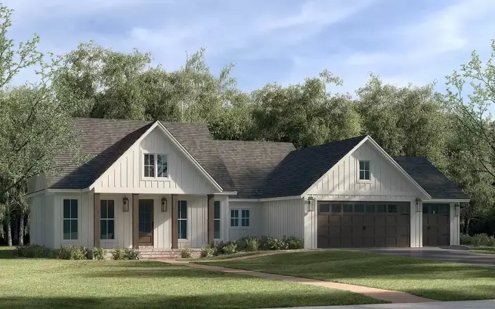 Modern Farmhouse house plans 50-500 - front exterior, 1,797 sq ft, 3 bed, 2 bath house plans | Monster House Plans