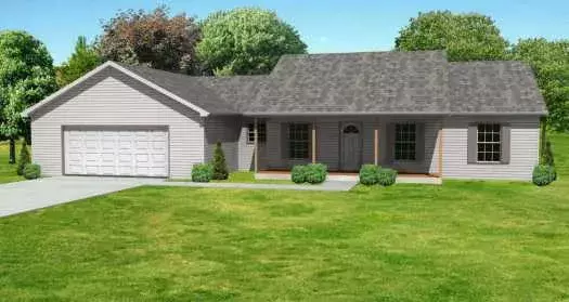 Country house plans 51-117 - front exterior, 1,360 sq ft, 3 bed, 2 bath house plans | Monster House Plans
