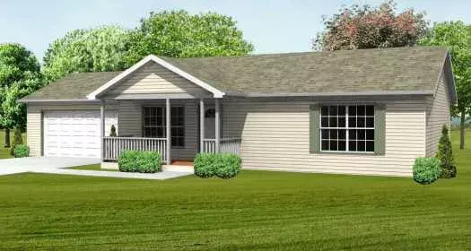 Traditional house plans 51-122 - front exterior, 1,064 sq ft, 3 bed, 1 bath house plans | Monster House Plans