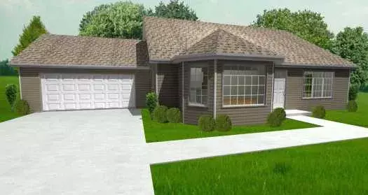 Traditional house plans 51-128 - front exterior, 1,368 sq ft, 2 bed, 1 bath house plans | Monster House Plans