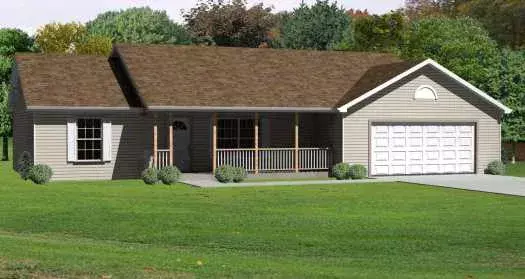 Ranch house plans 51-178 - front exterior, 1,408 sq ft, 3 bed, 2 bath house plans | Monster House Plans