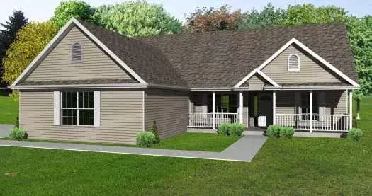 Traditional house plans 51-180 - front exterior, 1,376 sq ft, 3 bed, 2 bath house plans | Monster House Plans