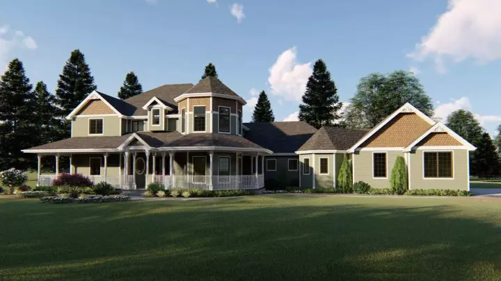 Victorian house plans 52-102 - front exterior, 3,524 sq ft, 4 bed, 3 bath house plans | Monster House Plans