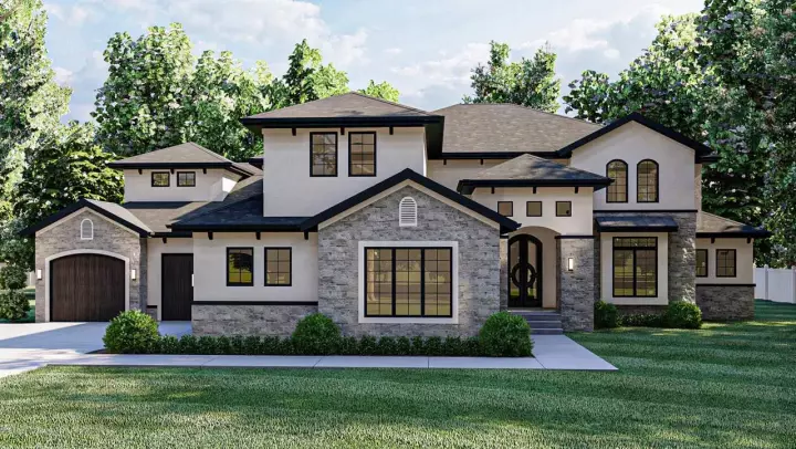 Mediterranean house plans 52-113 - front exterior, 3,749 sq ft, 5 bed, 3 bath house plans | Monster House Plans