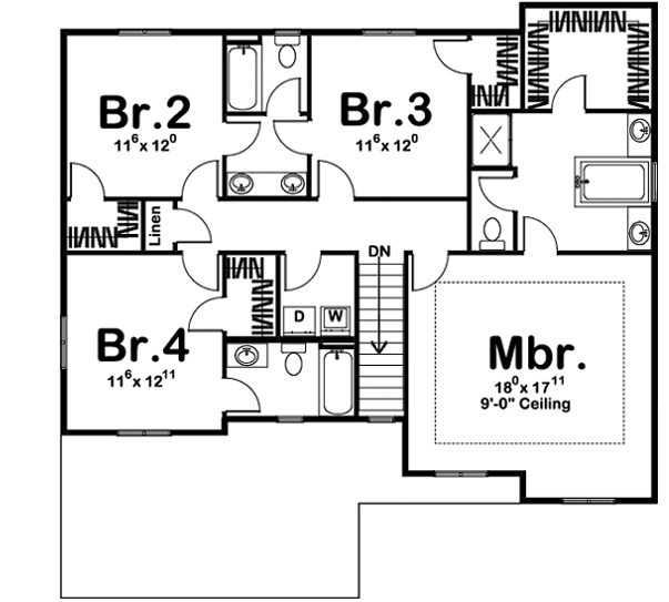 Upper/Second Floor Plan:52-114