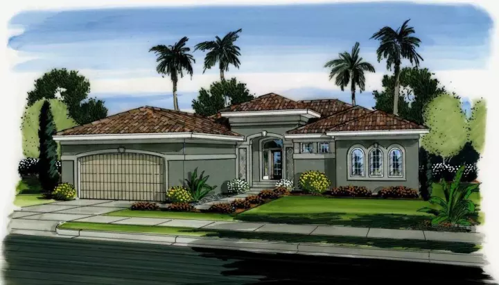 Mediterranean house plans 52-117 - front exterior, 2,212 sq ft, 3 bed, 2 bath house plans | Monster House Plans