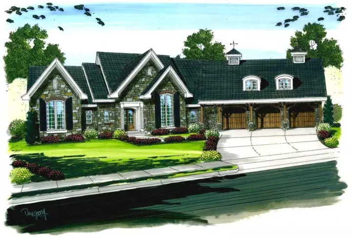 Luxury house plans 52-121 - front exterior, 3,785 sq ft, 1 bed, 1 bath house plans | Monster House Plans